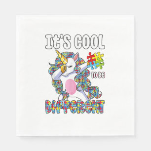 It's Cool to be Different Dabbing Unicorn Autism A Napkin