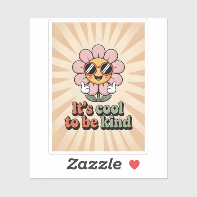 Its Cool To Be Kind Retro Flower Thumbs Up Kindnes (Sheet)