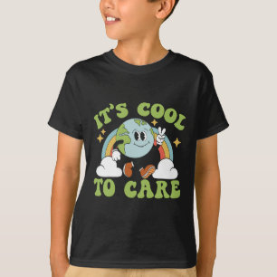 It's Cool To Care Earth Day Groovy 70s Retro Trend T-Shirt