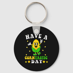 It's Corn Have A Corntastic Day Funny Corn Pun Kid Keychain