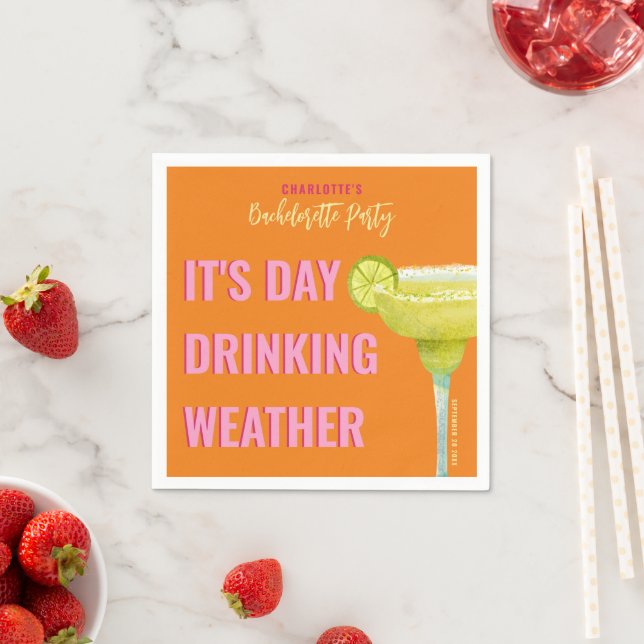 It's Day Drinking Weather Funny Quote Bachelorette Napkin (Insitu)