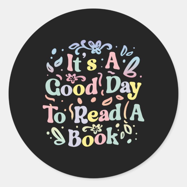 It'S Day To Read Book Library Reading Classic Round Sticker (Front)