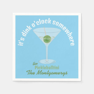 It's Dink O'Clock Somewhere Pickle Martini - Blue  Napkin