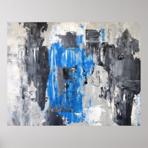'It's Done' Blue and Grey Abstract Art Poster