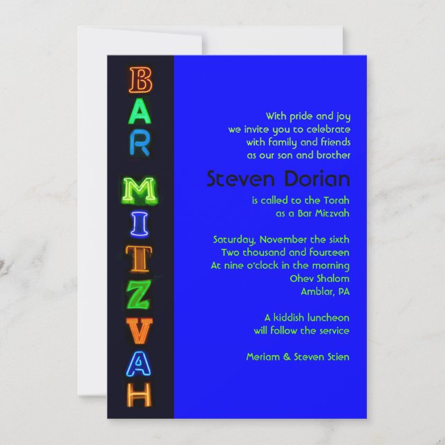 IT'S ELECTRIC Bar Bat Mitzvah Invitation (Front)