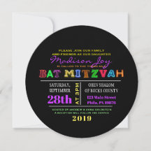 IT'S ELECTRIC! NEON GLOW  Bar Mitzvah Invitation