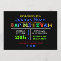 IT'S ELECTRIC! NEON GLOW Bar Mitzvah Invitation