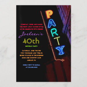 IT'S ELECTRIC! NEON SIGN Party Invitation Invite