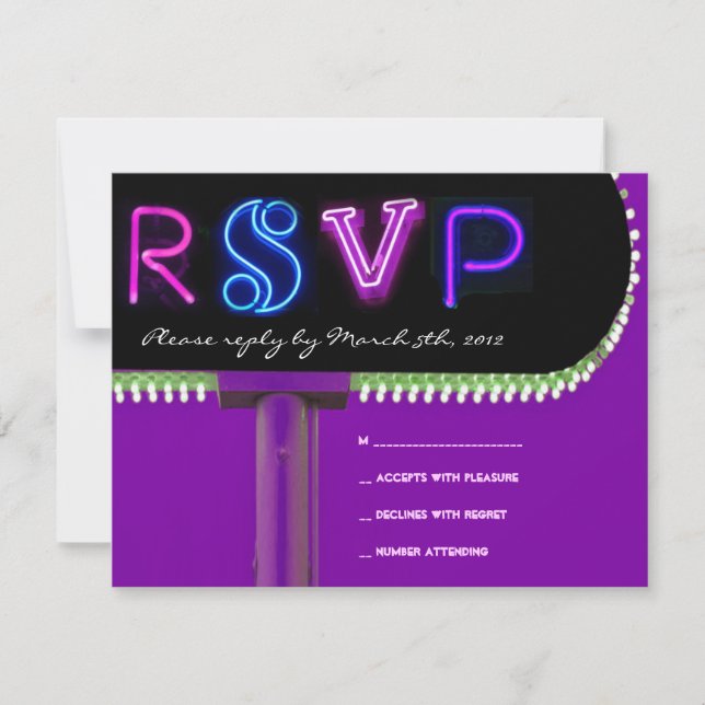 IT'S ELECTRIC!  NEON SIGN Sweet Sixteen Reply Card (Front)