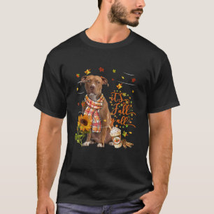 It's Fall Y All BROWN Pitbull Dog Thanksgiving T-Shirt