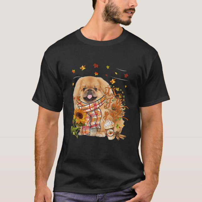 It's Fall Y All TAN Pekingese Dog Thanksgiving T-Shirt (Front)