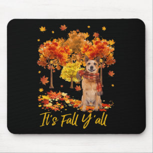 It's Fall Yall Australian Cattle Dog Tree Pumpkin Mouse Pad