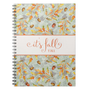 it's fall y'all Autumn typography Notebook