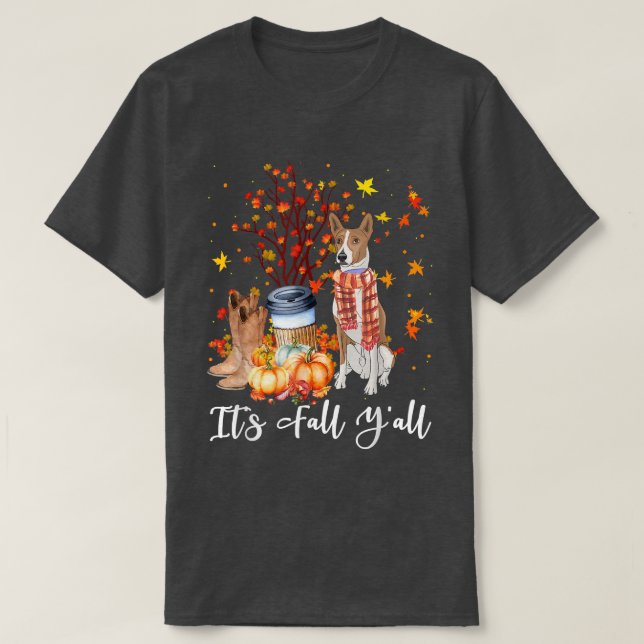 Its Fall Yall Basenji Pumpkin Fall Autumn Thanksgi T-Shirt (Design Front)