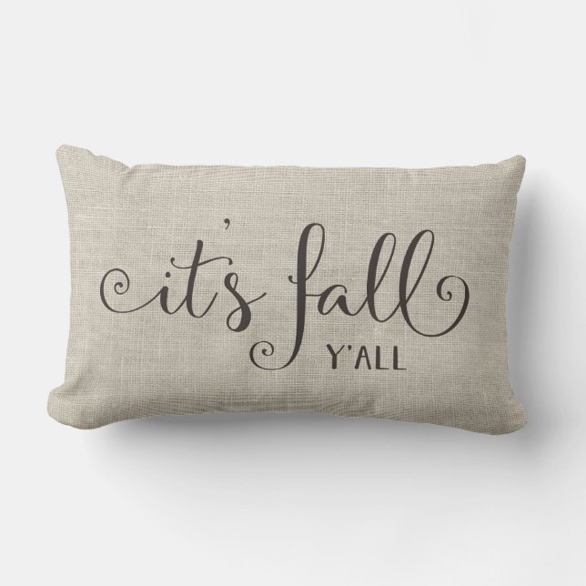 it's fall y'all burlap typography lumbar pillow (Front)