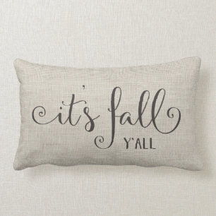 it's fall y'all burlap typography lumbar pillow
