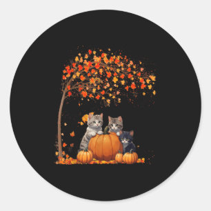 It's Fall Y'all Cat Leaf Fall Tree Hello Autumn Th Classic Round Sticker