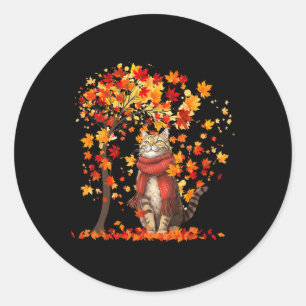 It's Fall Y'all Cat Leaf Fall Tree Hello Autumn Th Classic Round Sticker