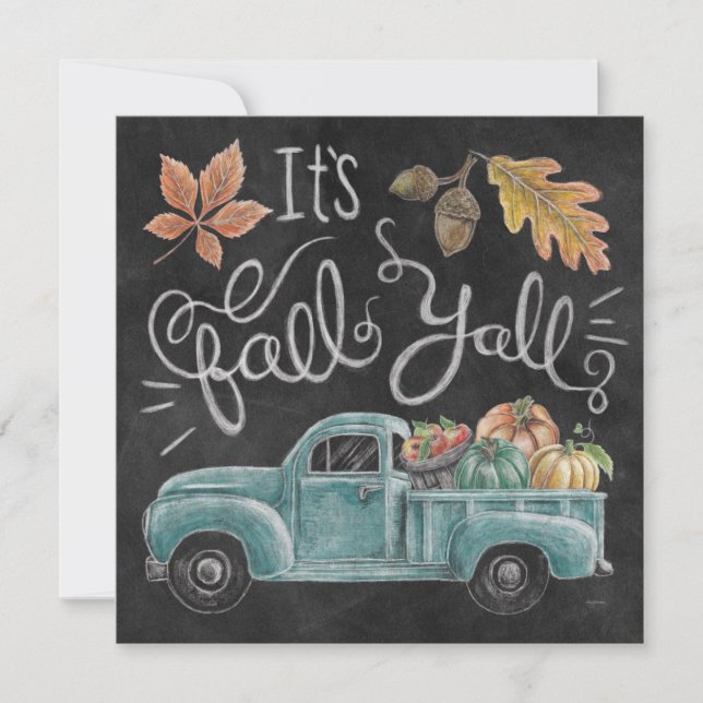 It's Fall Y'all - Chalkboard Truck Holiday Card (Front)