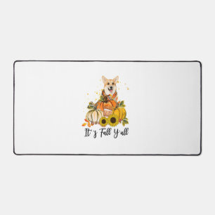It's Fall Y'all Corgi Pumpkin Thanksgiving  Desk Mat
