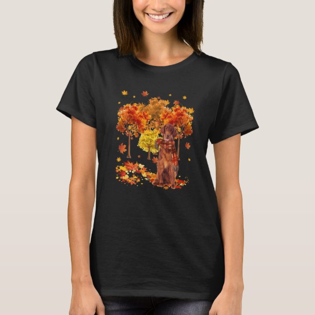 It's Fall Y'all Cute Irish Setter Autumn Tree Fall T-Shirt (Front)