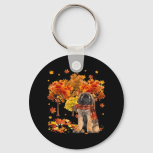 It's Fall Y'all Cute Leonberger Autumn Tree Fall L Keychain