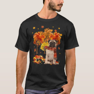 It's Fall Y'all Cute Pug Autumn Tree Fall Leaves T-Shirt