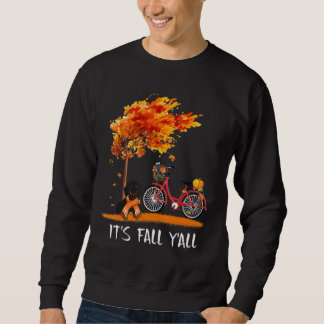Its Fall Yall Dachshund Bike Pumpkin Spice Fall Au Sweatshirt