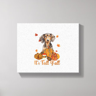 Its Fall Y'all Dachshund Dog Fall Scarf Autumn Pum Canvas Print