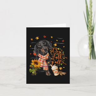 It's Fall Y'all Dachshund Dog Thanksgiving Hallowe Card