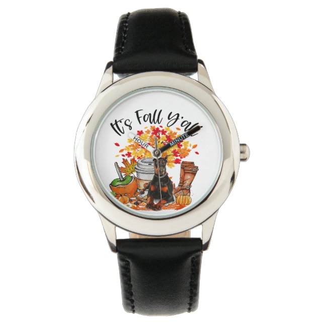 Its Fall Yall Doberman Pinscher Pumpkin Fall Autum Watch (Front)