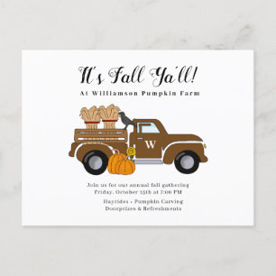It's Fall Ya'll Fall Party Invitation  Postcard
