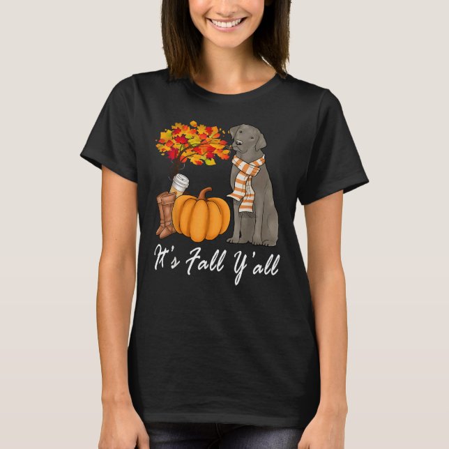 Its Fall Yall Fall Tees For Women Labrador Silver  (Front)