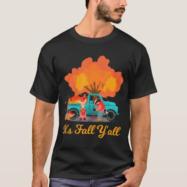 It's Fall Y'all Gnome Dwarf Autumn Leaves Fall T-Shirt (Front)
