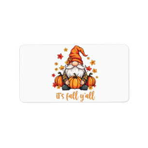 It's Fall Y'all Gnomes Pumpkin Autumn Thanksgiving Label