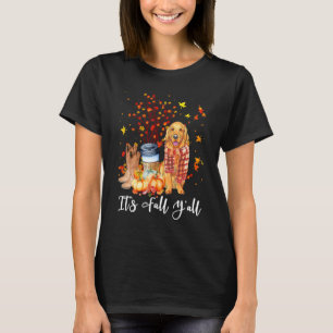 It's Fall Y'all Golden Retriever Dog Pumpkin Fall  T-Shirt
