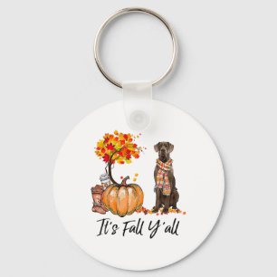 It's Fall Y'all Great Dane Dog Lovers Thanksgiving Keychain