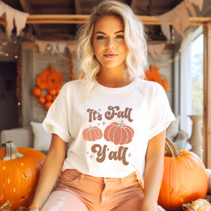 It's Fall Y'all Groovy Pumpkins Fall T-Shirt