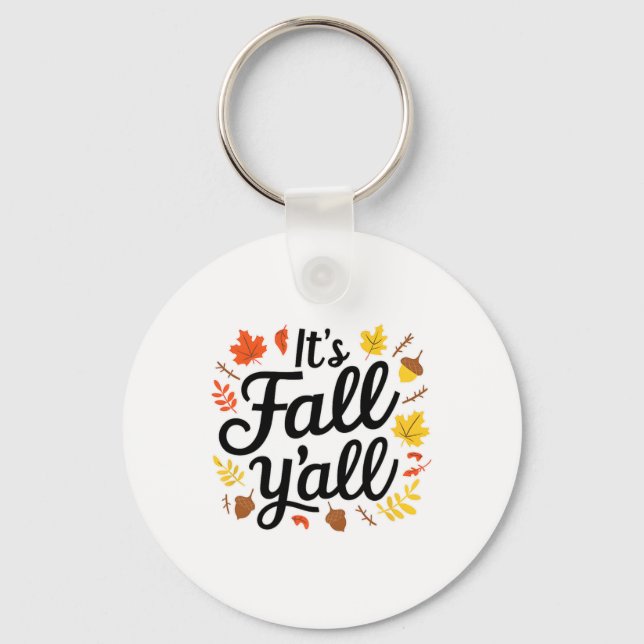 It's Fall Yall Halloween Bats Pumpkin Fall Hallowe Keychain (Front)
