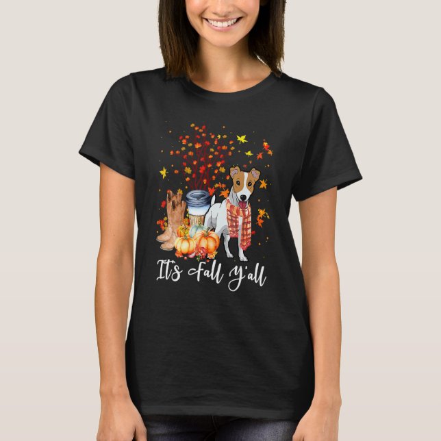 It's Fall Y'all Jack Russell Terrier Dog Pumpkin F T-Shirt (Front)