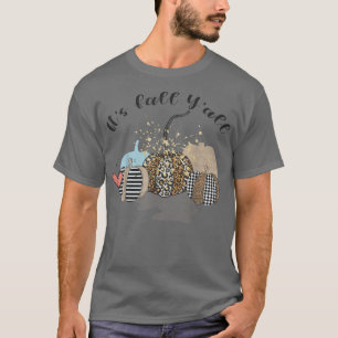 Its Fall Yall Leopard Pumpkins Autumn Vibes Thanks T-Shirt