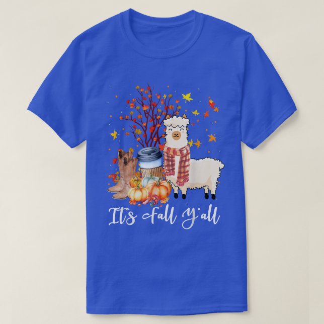Its Fall Yall Llama Pumpkin Fall Autumn Thanksgivi T-Shirt (Design Front)