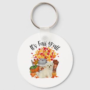 It's Fall Y'all Maltese Dog Pumpkin Fall Autumn  Keychain