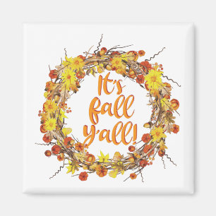 It's Fall Y'all Orange Autumn Leaves Magnet