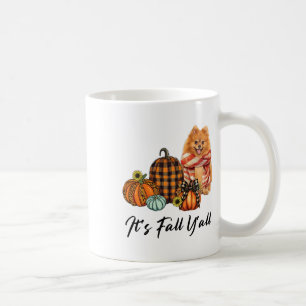 It's Fall Y'all Pomeranian Dog Leopard Coquette Bo Coffee Mug