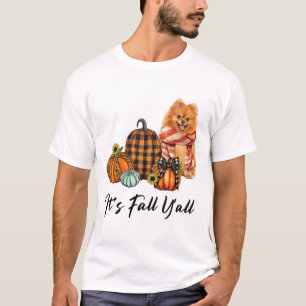 It's Fall Y'all Pomeranian Dog Leopard Coquette Bo T-Shirt