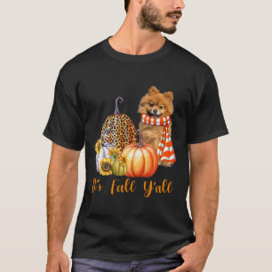 It's Fall Y'all Pomeranian Dog Leopard Pumpkin Fal T-Shirt