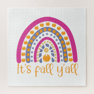 It's fall y'all pumpkin rainbow jigsaw puzzle