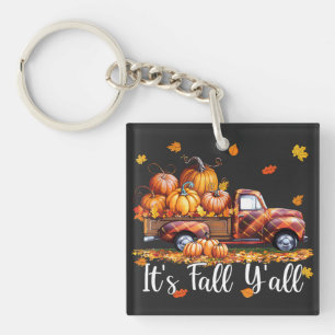It's Fall Y'all Pumpkin Truck Autumn Tree Fall Keychain