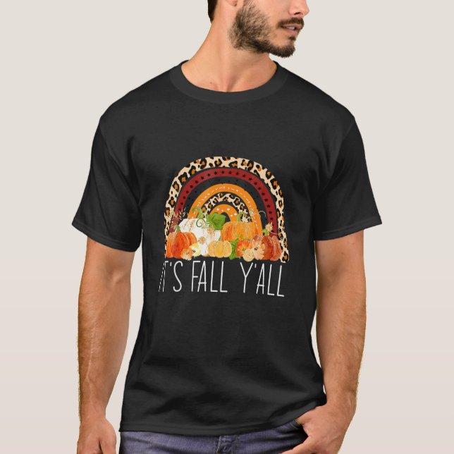 It's Fall Y'all Pumpkin Truck Autumn Tree Hello Fa T-Shirt (Front)